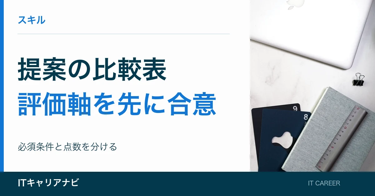 提案の比較表｜評価軸を先に合意：必須条件と点数を分ける