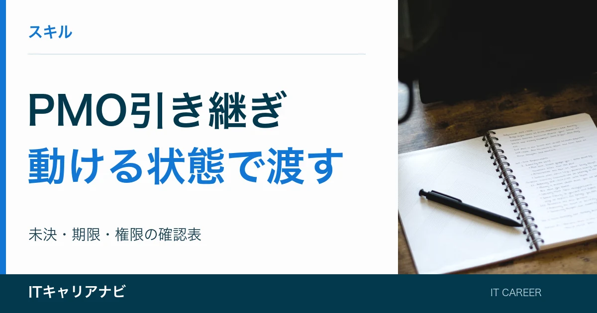 PMO引き継ぎ|動ける状態で渡す:未決・期限・権限の確認表